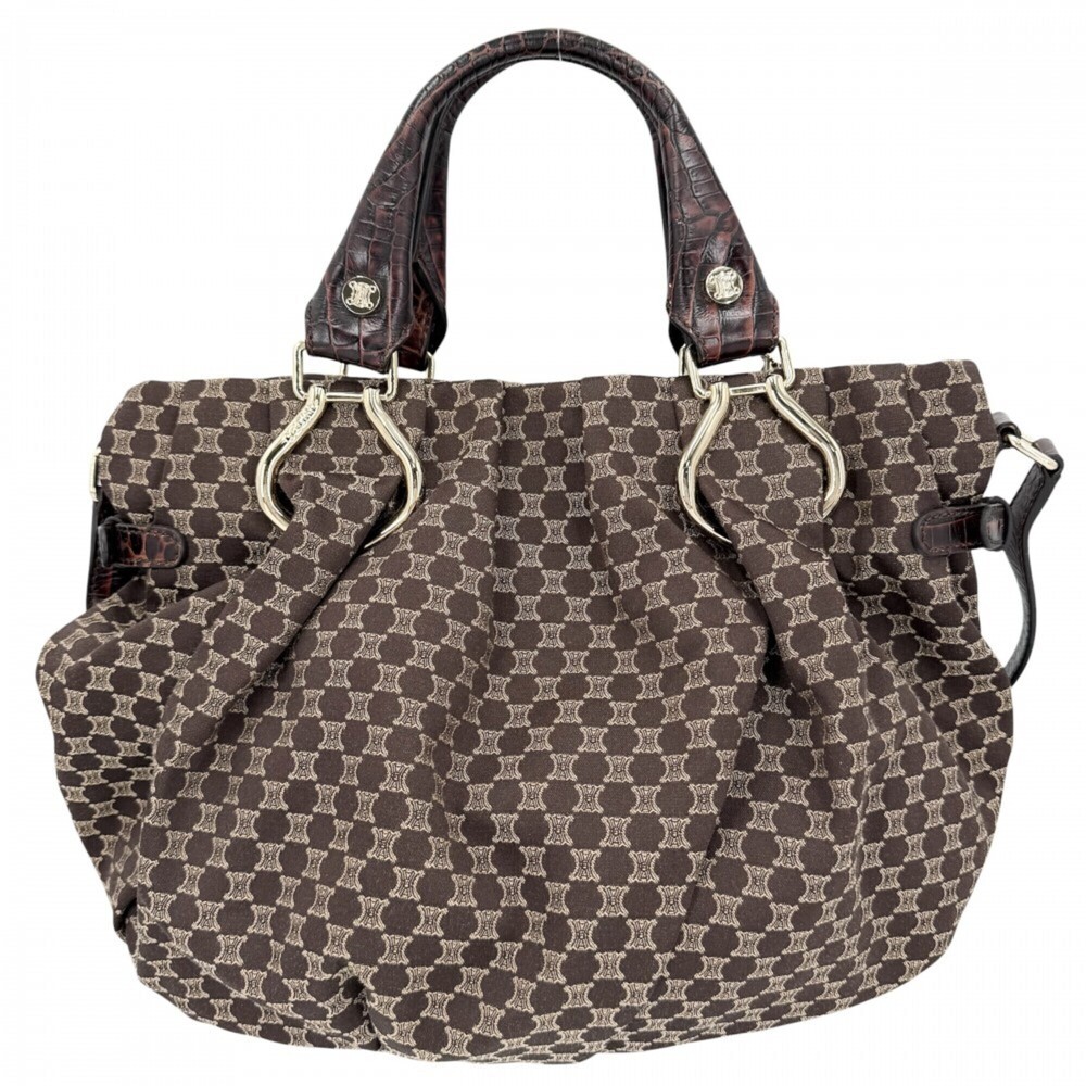 Celine Women's Macadam Handbag/Shoulder Bag, CELINE Canvas Leather Brown with... - Picture 2 of 9